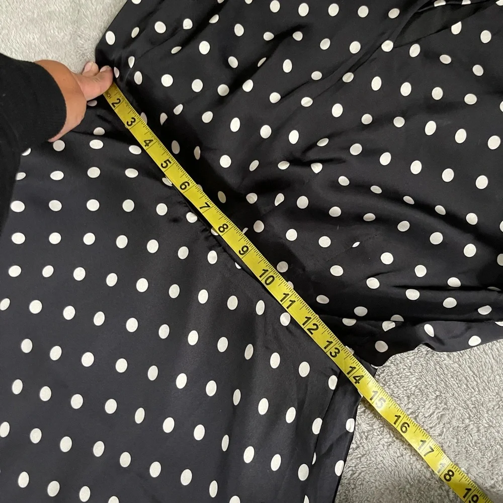 EUC Unique Vintage black with white polka dot dress size L - Picture 6 of 10